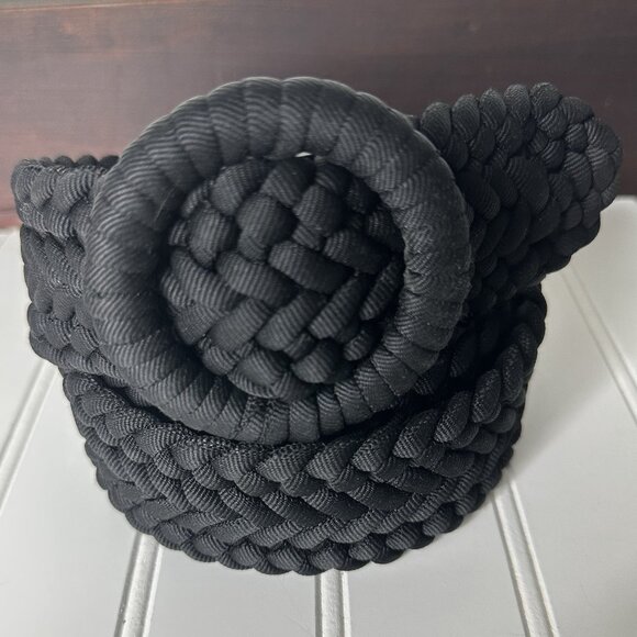 J.Crew Woven Belt Women’s Large Black Braided 2010 Y2K Casual Adjustable - Picture 2 of 7